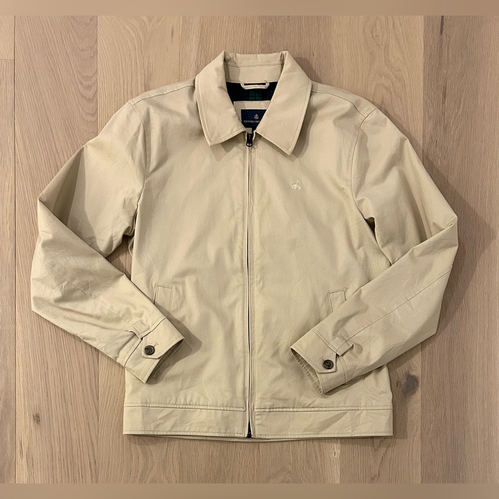 Brooks Brothers Harrington Tartan Lined Cotton Bomber Full Zip Jacket